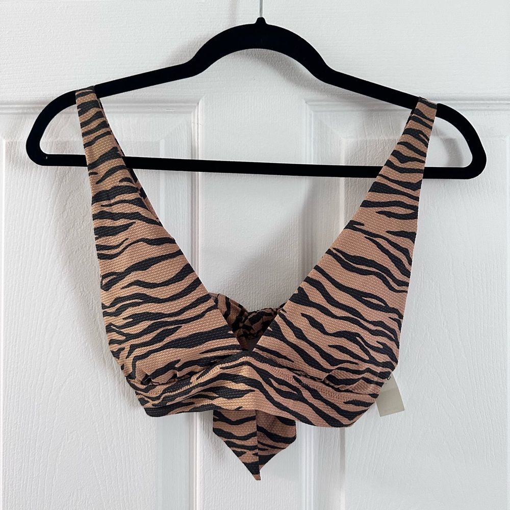 Aerie Zebra Print Bikini Top - Black and Tan